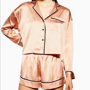 NWT Topshop Satin Pajama set in Pink Size Small